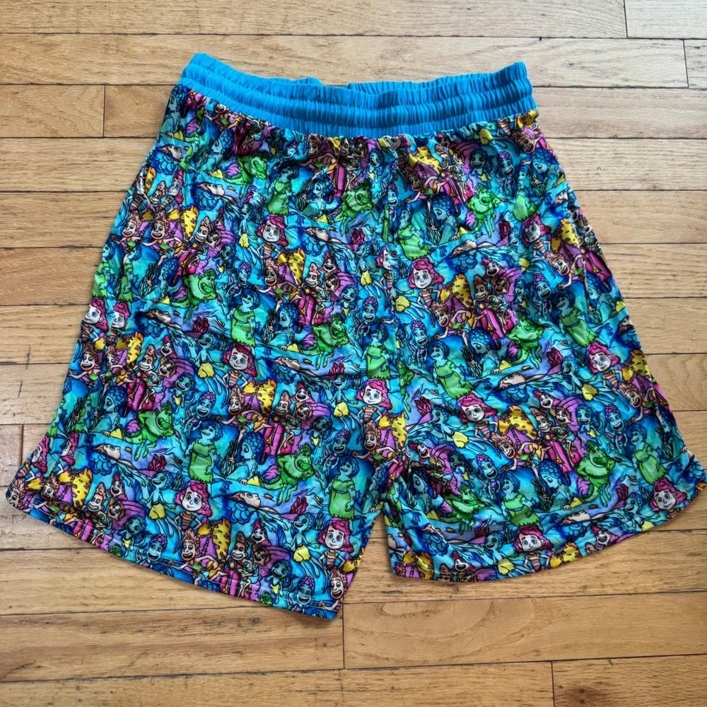 Bedtime Bliss Luca Bamboo Pajama Shorts Mens Large Blue Pixar Sea Monster Lounge